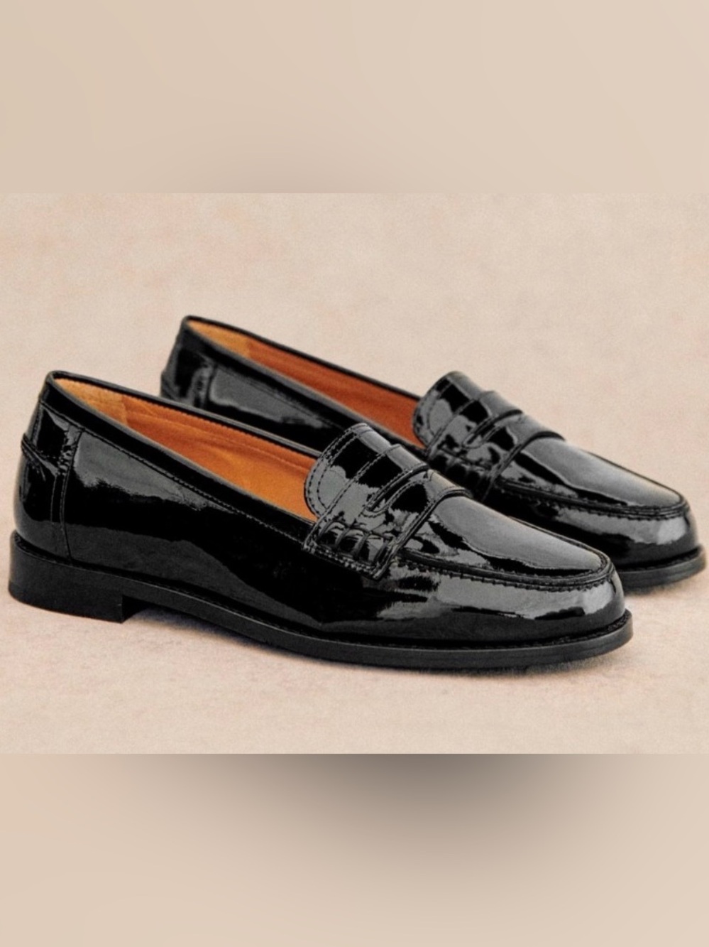 Sézane Andre Loafers Size 5 - Black Patent Leather